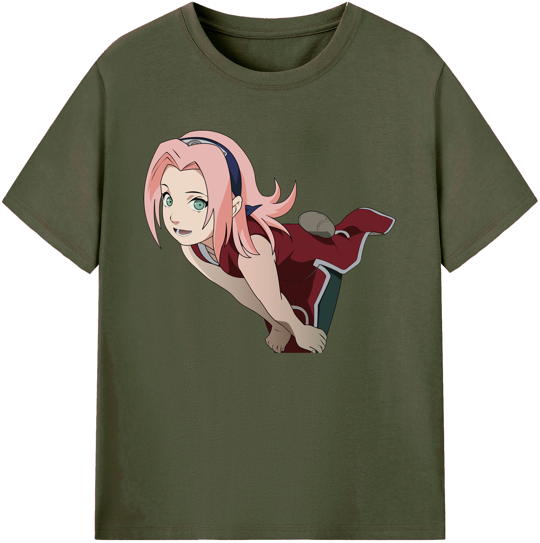 （画像用） NARUTO -ナルト- 春野サクラ Haruno Sakura 綿100％ メンズ半袖Tシャツ｜肌触りやわらか＆通気性